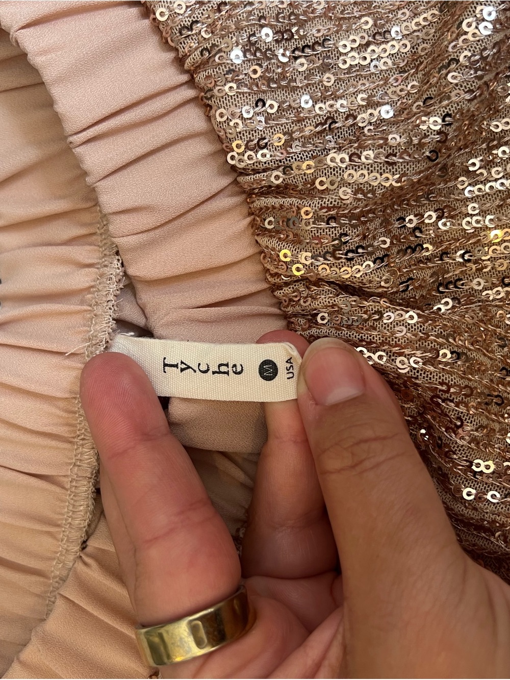 Tyche Rose Gold Sequin Skater Shorts